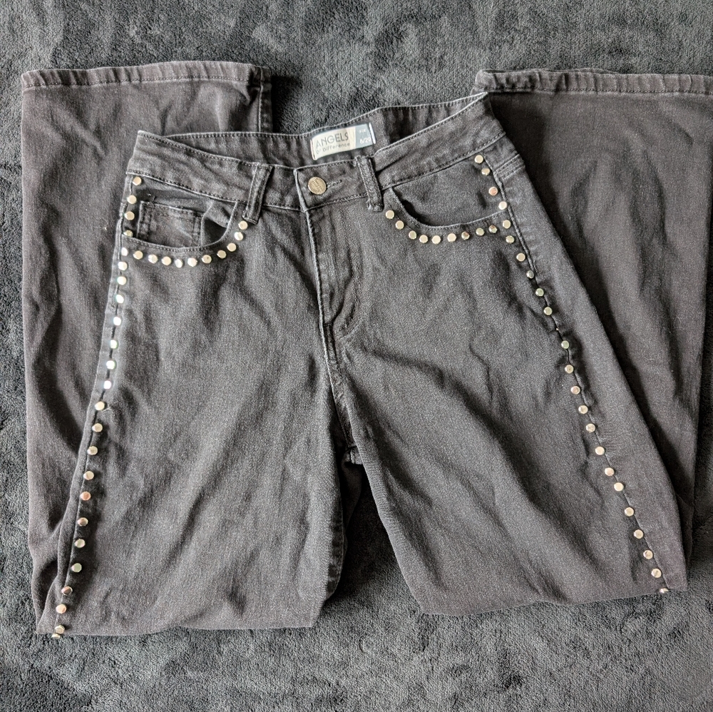 Black Studded Jeans Size 8 29x27 Straight Leg Western Rockstar 90s Statement image 2